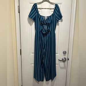 Leigh Blue and White Striped Jumpsuit